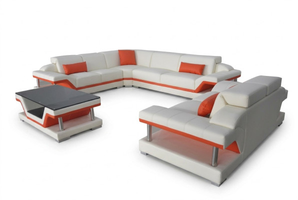 Leder Sofa Moderne Couch Wohnlandschaft 2 Sitzer Couchen Sitz Eck Tisch