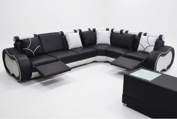 Ecke Leder Modern XXL Couch Wohnlandschaft Ledersofa Sofa L-Form C4030