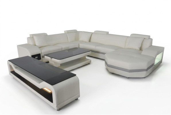 Leder Eck Sofa Polster Couchen Wohnlandschaft Luxus Garnitur Ecke Sofas Couch
