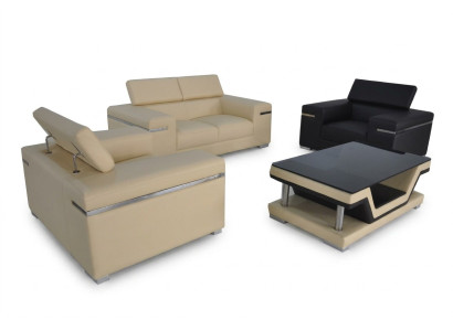 Leder Modern XXL Couch Wohnlandschaft Ledersofa Sofa Garnitur 2+1+1 + Tisch Neu
