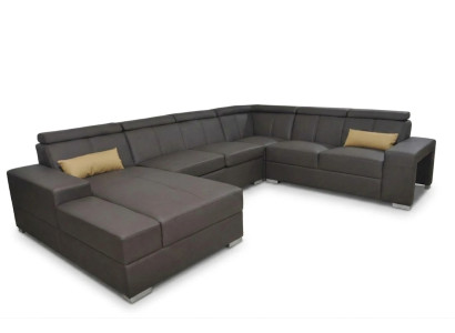Ecke Leder Modern XXL Couch Wohnlandschaft Ledersofa Sofa U-Form C4010 Tisch Neu