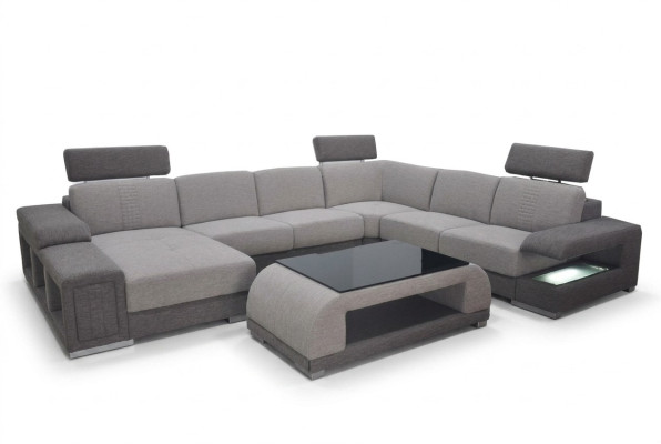 Ecke Sofa Eck Modern XXL Couch Wohnlandschaft Textil Garnitur U Form B2015 Stoff