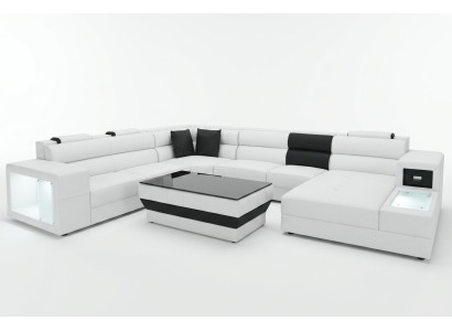 Ecke Leder Modern XXL Couch Wohnlandschaft Ledersofa Sofa U-Form B2006