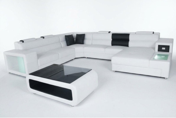 Design Leder Polster Ecke Leder Sitz Sofa Polster Eck Wohn Landschaft Zimmer Neu