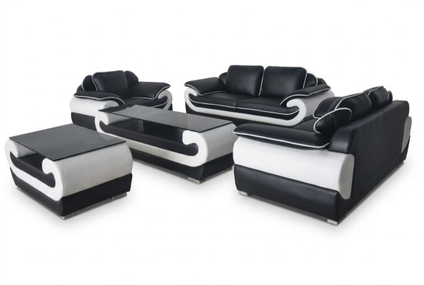 Sofa Couch Sitz Polster Komplett Set Leder Garnitur 3+2+1 Sofas Designer