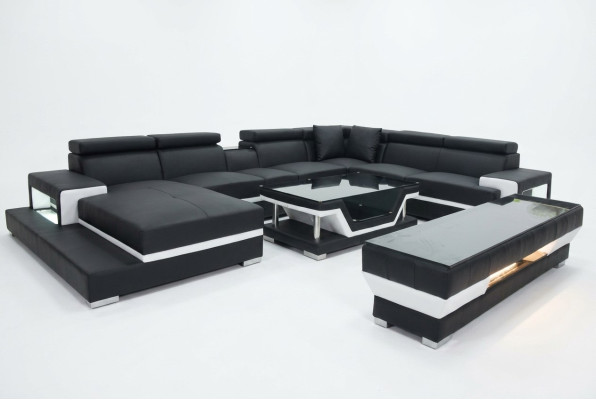 Design Leder Polster Sitz Zimmer Eck Wohn Sofa Couch Designer Garnitur