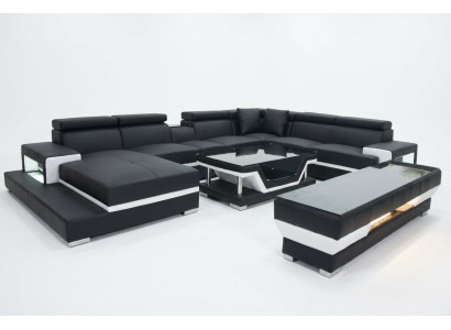 Design Leder Polster Sitz Zimmer Eck Wohn Sofa Couch Designer Garnitur