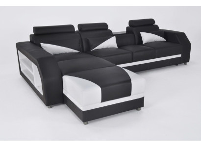 Design Leder Polster Sitz Zimmer Eck Wohn Sofa Couch Garnitur Designer