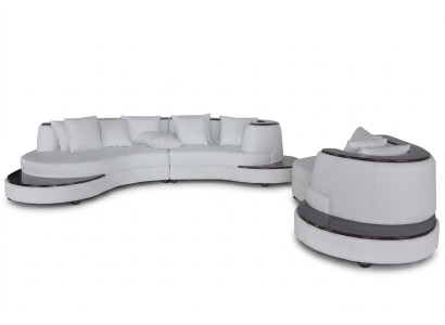 Luxus Wohn Eck Leder Garnitur Landschaft Polster Ecke XXL Big Sofa