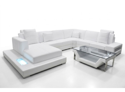Eck Leder Sofa Couch Polster Ecke Sitz Garnitur U Form Wohnlandschaft Design