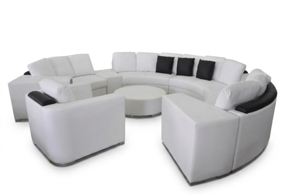 Runde Eck Sofa Couch Polster XXL Big Rund Couchen Wohnlandschaft Sessel Puff