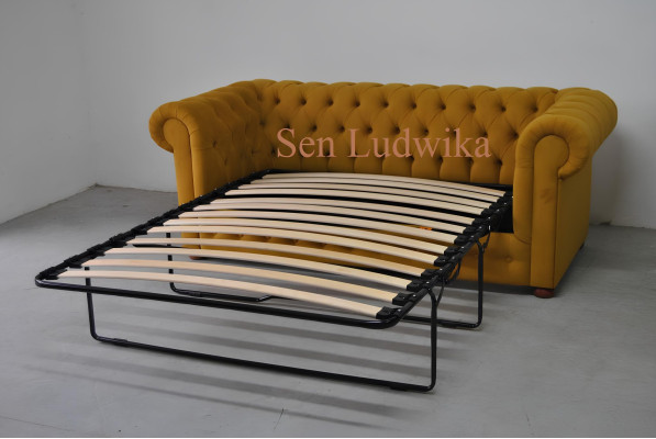 Chesterfield Dreisitzer Samt Couch Polster Schlaf Sofa Couch Bettfunktion Neu