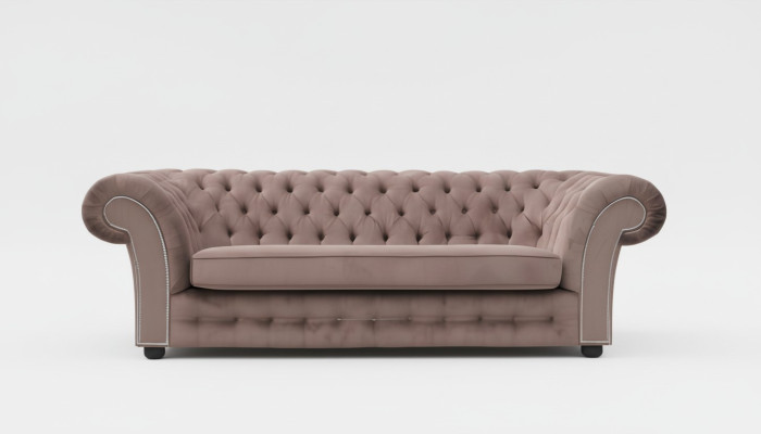 Sofa 3 Sitzer Stoff Design Couch Polster Sofas Textil Modern Chesterfield Beige