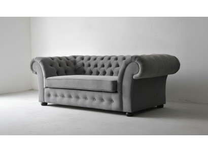 Sofa 3 Sitzer Stoff Design Couch Polster Sofas Textil Modern Chesterfield Grau