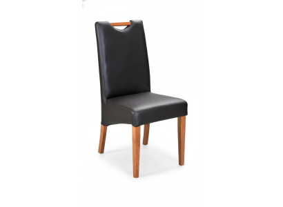 Lehnstuhl Design Sessel Holz Leder Polster Esszimmer Leder Gastro Stuhl