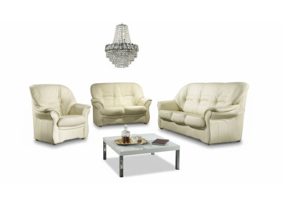 Klassische Wohnzimmer Garnitur 3+1 100% Vollleder Couch Sitz Polster