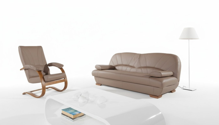 Design Sofa Echtleder Sofagarnitur 3+1 Sitz Modernes Couch Polster