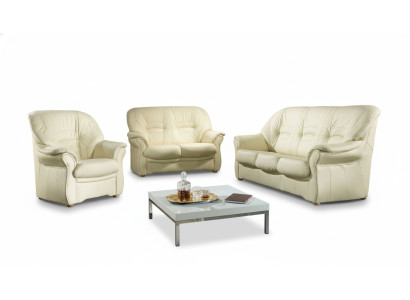 Klassische Wohnzimmer Garnitur 3+2+1 100% Vollleder Couch Sitz Polster