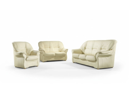 Klassische Wohnzimmer Garnitur 3+1+1 100% Vollleder Couch Sitz Deko Sofa