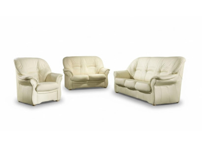 Klassische Sofa Echtleder Sofagarnitur 3+1 Sitz Couch Polster Garnitur Set