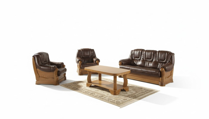 Ledersofa Männer Club Sofa Couch Polster Sitz Sofagarnitur 3+2+1 Komplett Set