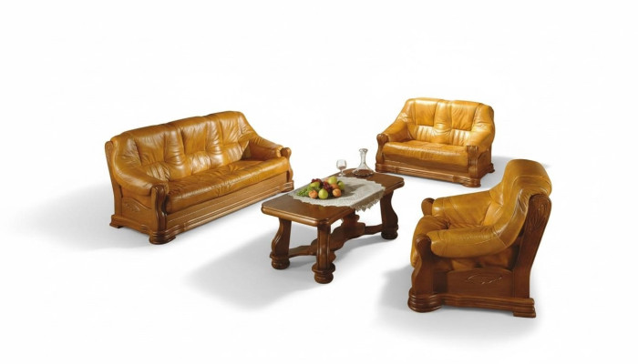 Dreisitzer Couch Klassische Ledersofa Couch Polster Sofa 3 Sitzer Leder