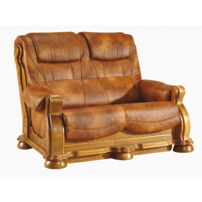 Klassische Ledercouch Sofagarnitur Komplettes Set 3+2+2 Holzgestell Polster Couchen