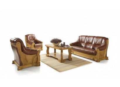 Antik Stil Ledersofa Couch Sofagarnitur 3+1+1 Sitzer Italienisches Leder Polster