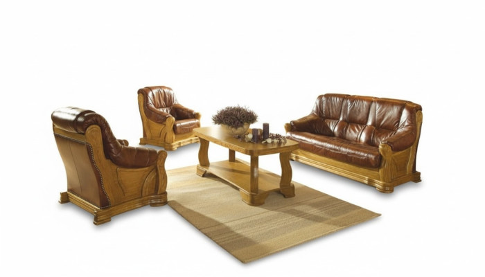 Robuste Leder Sofagarnitur 3+2 Sitzer Moderne Wohnzimmer Couchen