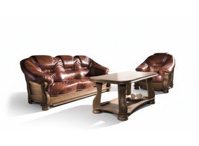 Klassische Garnitur 3+2+1 Sitzer Polster Sofagarnitur Couch Sofa 100% Leder