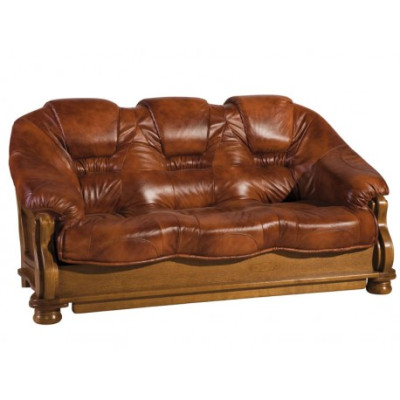 Klassische Sofagarnitur Couch Polster Sitz Garnitur Sofa Leder Holz 3+2+2 Set
