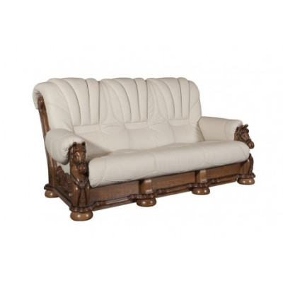 Klassische Sofagarnitur Couch Polster Sitz Garnitur Sofa Leder Holz 3+2+1 Set