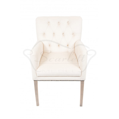 Moderner Weißer Chesterfield Polster Sessel Einsitzer Lehnstühle Textil Esszimmerstühle