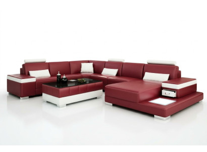 Ledersofa Couch Wohnlandschaft Ecksofa Garnitur Design Modern Neu Sofa Licht USB