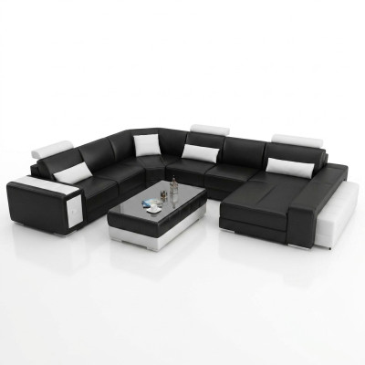 Große Design Ecksofa Polster Eckcouch Sofa Garnitur Couch Wohnlandschaft USB Neu