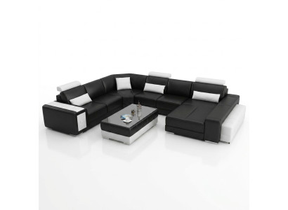 Große Design Ecksofa Polster Eckcouch Sofa Garnitur Couch Wohnlandschaft USB Neu