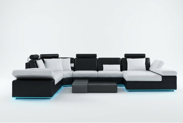 Moderne Sitzecke Ecksofa Sofa Polster Couch Wohnlandschaft Leder Sofa