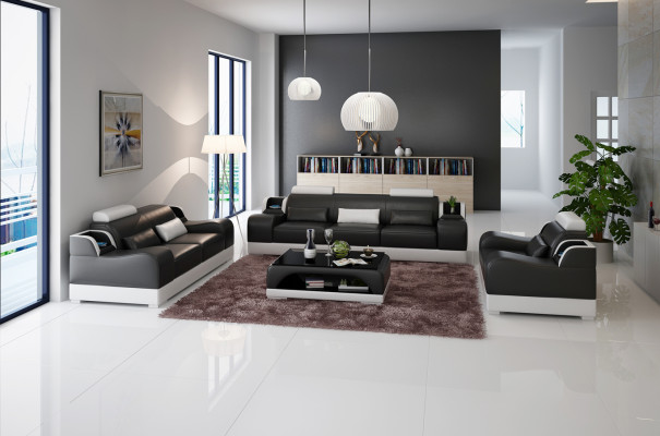 Design Sofagarnitur Couch Polster Sofas Leder 3+2 Sitzer Komplett Set Neu Modern