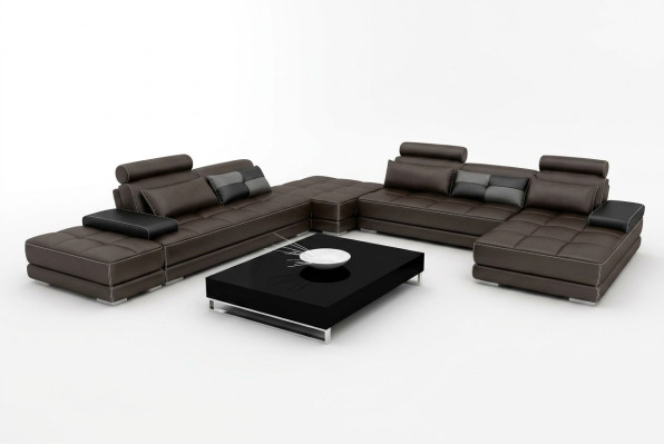 Ledersofa Couch Wohnlandschaft Ecksofa Eck Garnitur Design Modern Sofa + USB Neu