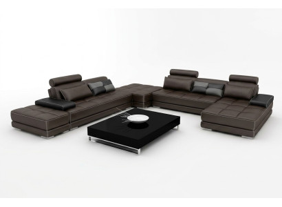 Ledersofa Couch Wohnlandschaft Ecksofa Eck Garnitur Design Modern Sofa + USB Neu