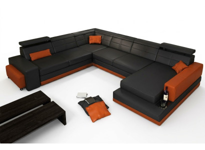 Ledersofa Couch Neu Wohnlandschaft Ecksofa Eck Garnitur Design Modern Sofa + USB