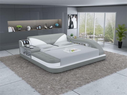 Multifunktions Bett Luxus Design Leder Betten Doppel Ablage Regal 180x200