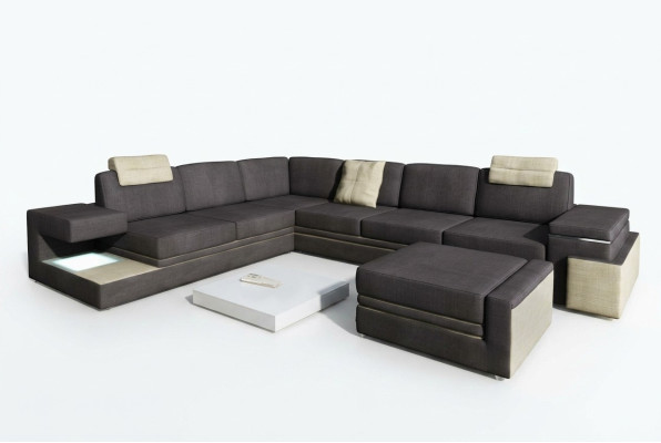 Wohnlandschaft XXL Ecksofa mit USB Polster Sitz Garnitur Sofas Couchen Textil