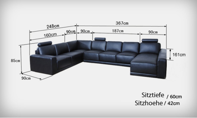 Ledersofa Couch Wohnlandschaft Ecksofa Eck Garnitur Design Modern Sofa mit USB