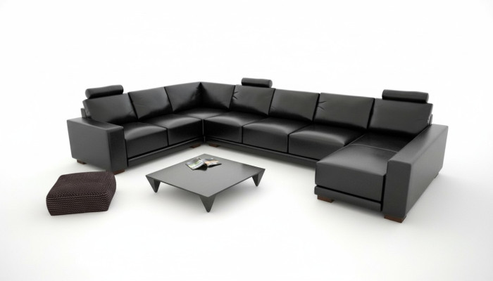 Ledersofa Couch Wohnlandschaft Ecksofa Eck Garnitur Design Modern Sofa mit USB