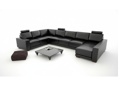 Ledersofa Couch Wohnlandschaft Ecksofa Eck Garnitur Design Modern Sofa mit USB