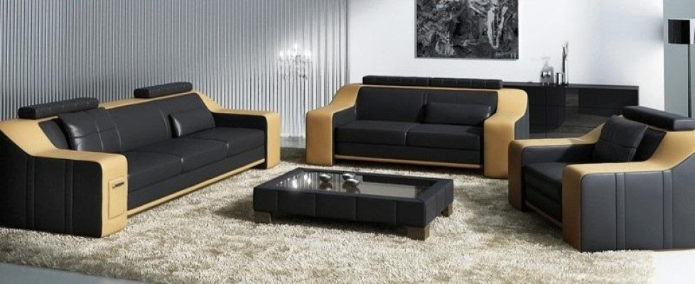 Sitz Garnitur Sofa Leder Polster 3+2+1 Design Couch Moderne Garnituren Sofas USB