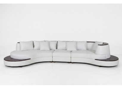 Luxus Wohn Eck Leder Garnitur Polster XXL Big Sofa mit USB UForm Ecke Landschaft