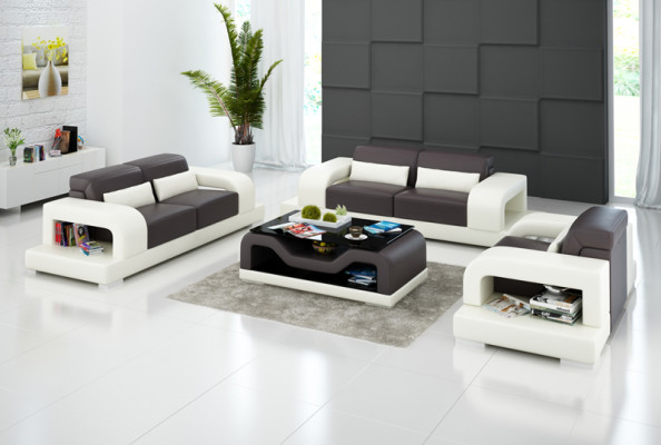 Ledersofa Couch Wohnlandschaft 3+2+1 Sitzer Garnitur Design Modern Sofa mit USB