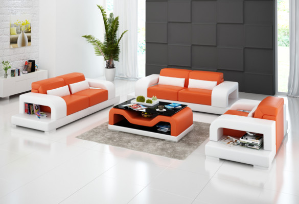 Ledersofa Couch Wohnlandschaft 3+2+1 Sitzer Garnitur Design Modern Sofa mit USB